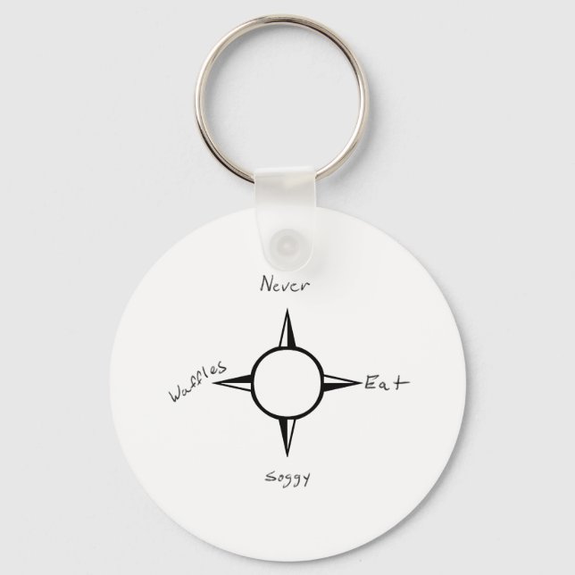 Never Eat Soggy Waffles - Compass Keychain (Front)