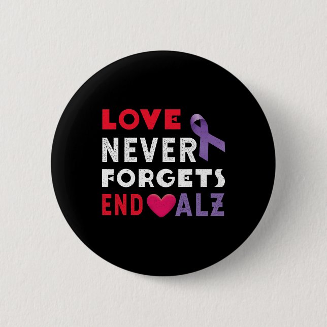 Never End Alzheimer End Heimer Heimers Awareness  Button (Front)