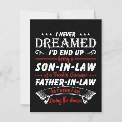 Never End Up Son In Law  Father In Law Thank You Card