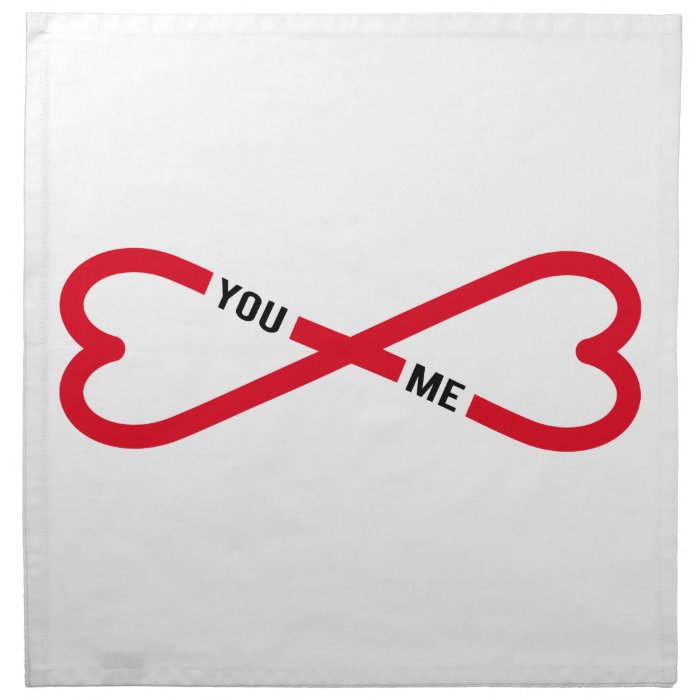 never ending love, infinity sign, text you and me cloth napkins