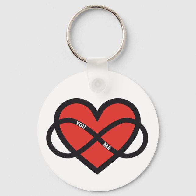 never ending love, red heart with infinity sign keychain (Front)