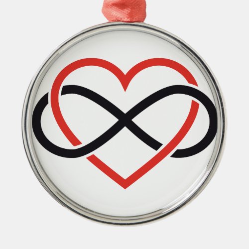 never ending love red heart with infinity sign metal ornament