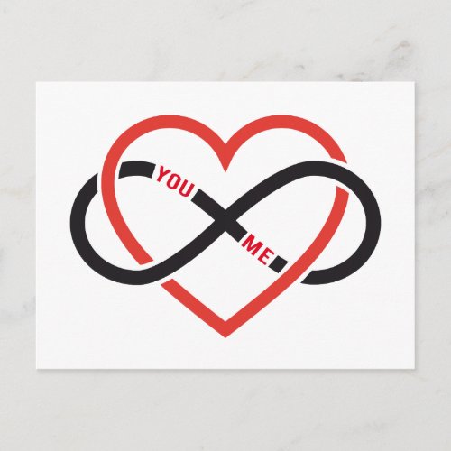 never ending love red heart with infinity sign postcard
