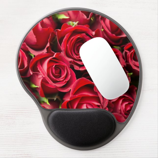 Never Enough Red Rose Flowers Gel Mouse Pad (Left Side)