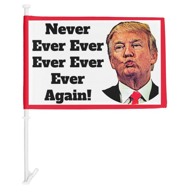 Never Ever Ever Ever Again Trump Pucker  Car Flag (Front)