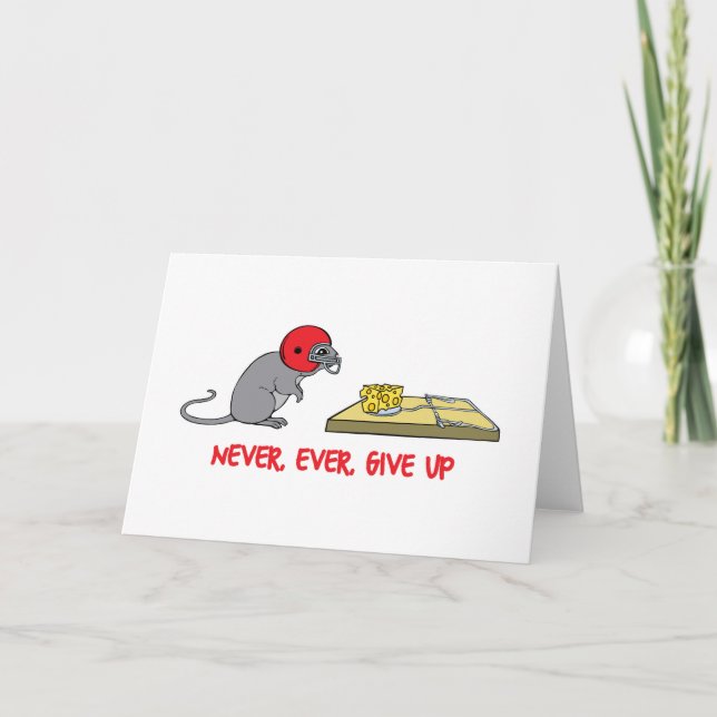 Never ever give up letterpress thank you card (Front)