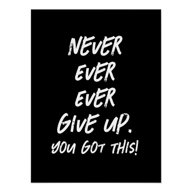 Never Ever Give Up Motivational Inspirational Poster (Front)