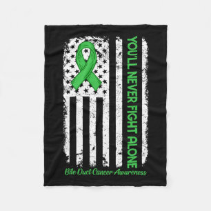 Never Fight Alone Green Bile Duct Cancer Usa Ameri Fleece Blanket