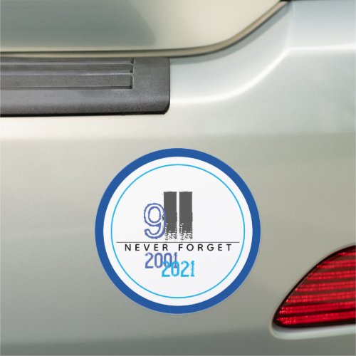 Never Forget 911 Blue World Trade Center Car Magnet