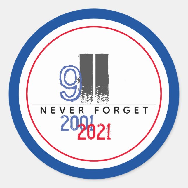 Never Forget 911 Patriotic World Trade Center Classic Round Sticker (Front)
