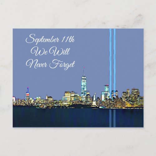 Never Forget 911 September 11th Memorabilia Postcard
