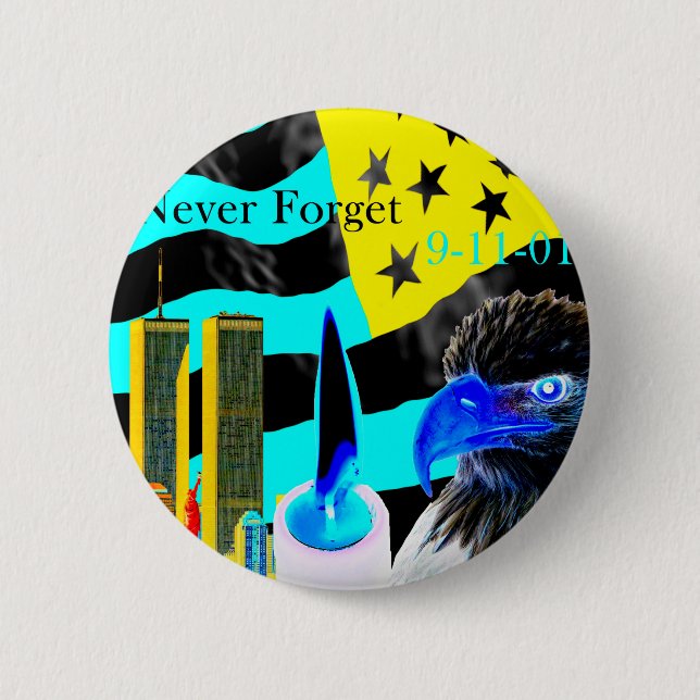 Never Forget 9-11-01 Negative Button (Front)