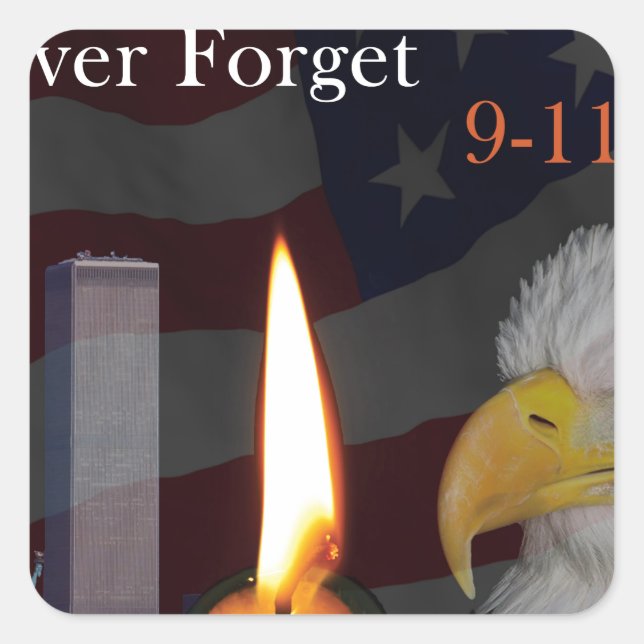 Never Forget 9-11-01 Square Sticker (Front)
