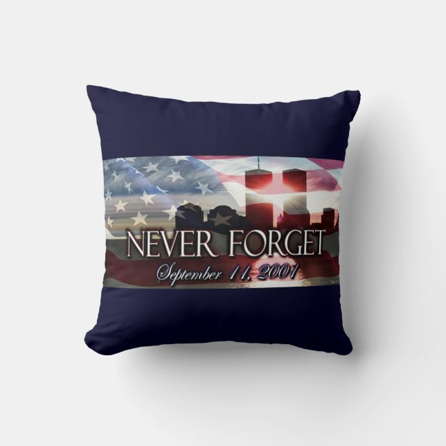 Never forget 9-11 Commemorative Pillow : Blue (Front)