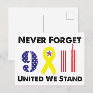 Never Forget 9 11 United We Stand Postcard