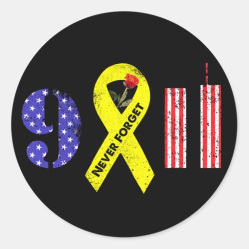 Never Forget 9 11 Yellow Ribbon Classic Round Sticker