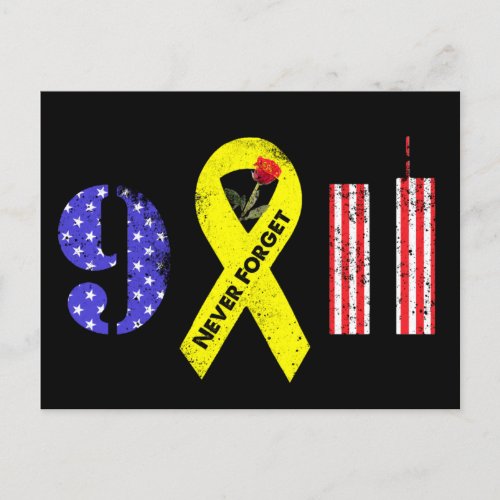 Never Forget 9 11 Yellow Ribbon Postcard
