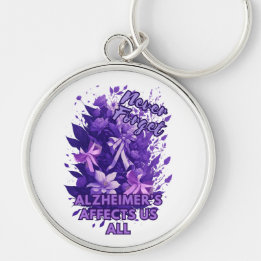 Never Forget Alzheimer's Affects Us All - End Alz Keychain