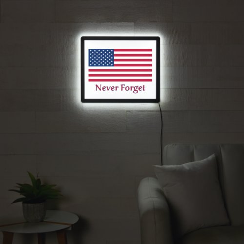 Never Forget American Flag  LED Sign