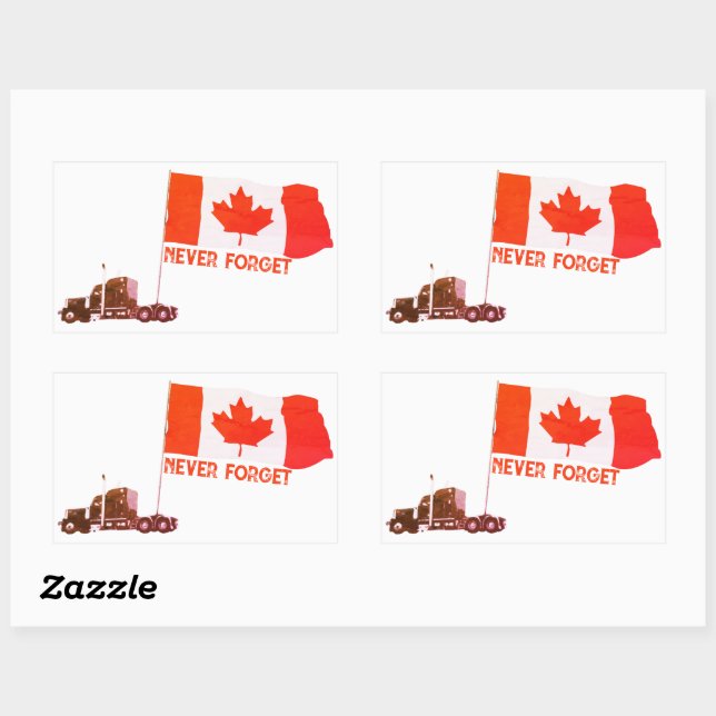 "Never Forget" Canadian Trucker Convoy  Rectangular Sticker (Sheet)
