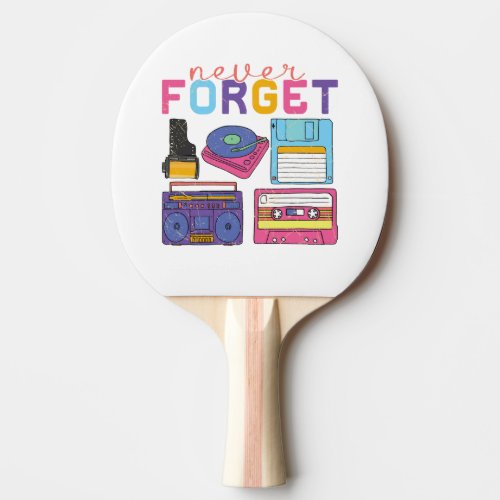 Never Forget Cassette Tape VHS Gamer Old School Ping Pong Paddle