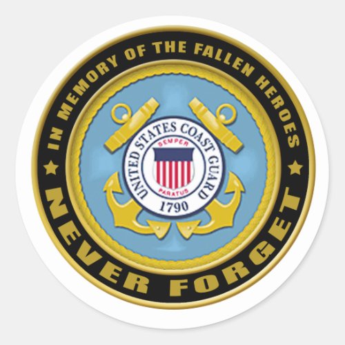 Never Forget Coast Guard copy Classic Round Sticker