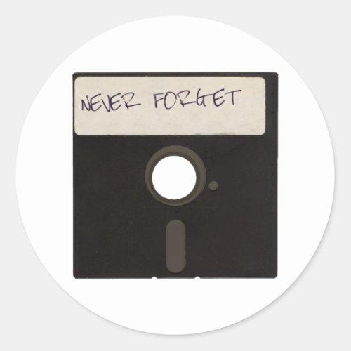 Never Forget Computer Floppy Disks Classic Round Sticker