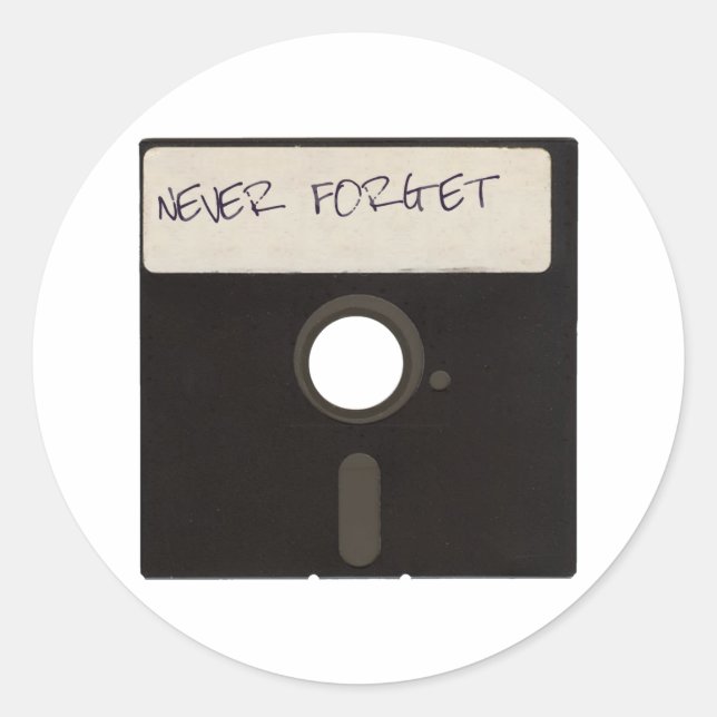 Never Forget Computer Floppy Disks Classic Round Sticker (Front)
