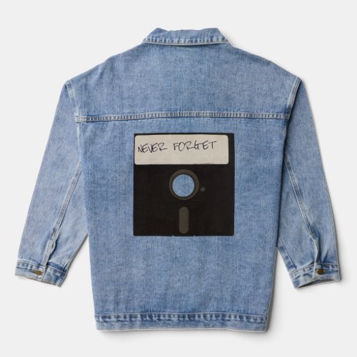 Never Forget Computer Floppy Disks  Denim Jacket