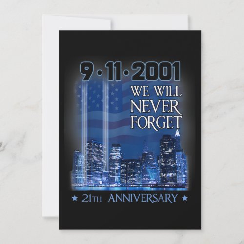 Never forget day memorial 21th anniversary patriot invitation