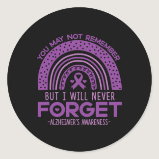 Never Forget Dementia Patients Purple Ribbon  Classic Round Sticker
