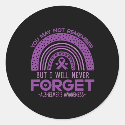 Never Forget Dementia Patients Purple Ribbon  Classic Round Sticker