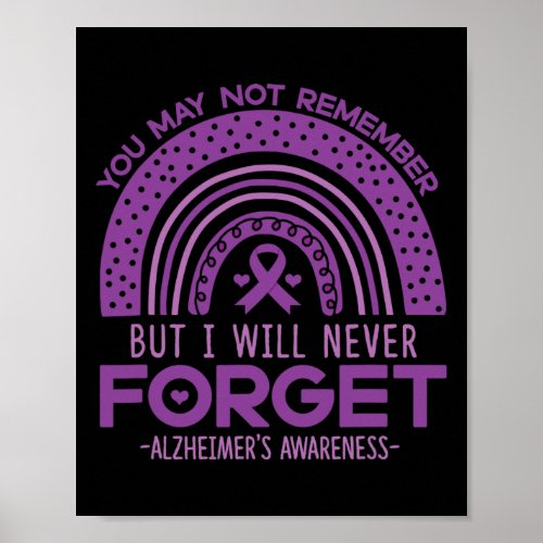 Never Forget Dementia Patients Purple Ribbon  Poster