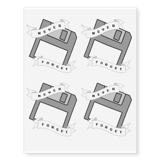 Never Forget Floppy Disk Temporary Tattoos