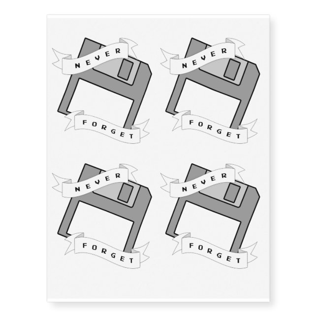 Never Forget Floppy Disk Temporary Tattoos (Front)