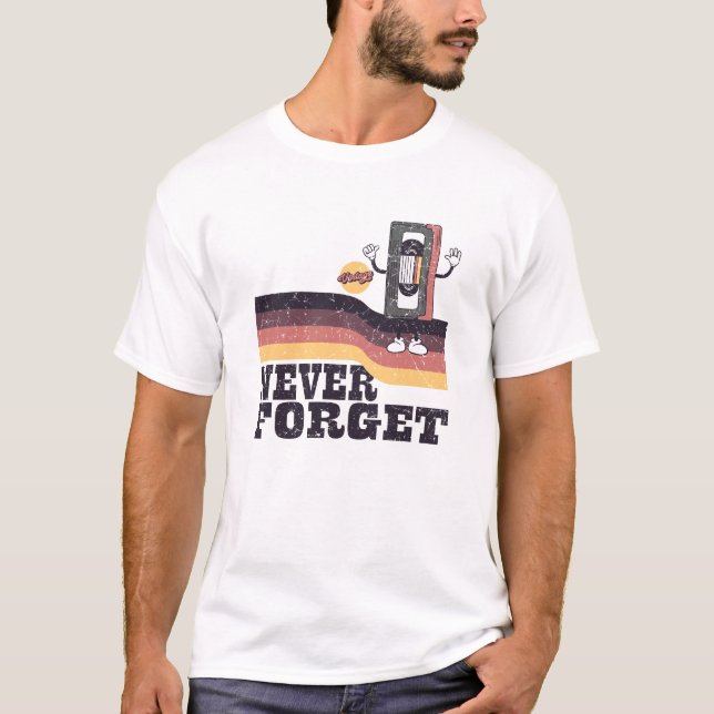 Never Forget Floppy Disk VHS Tape Cassette Tape T-Shirt (Front)