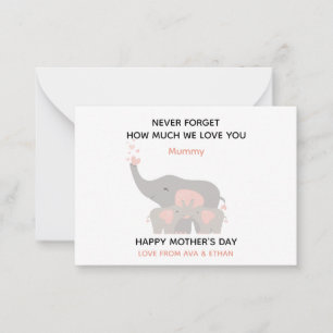 NEVER FORGET HOW MUCH WE LOVE YOU, MOTHER'S DAY NOTE CARD