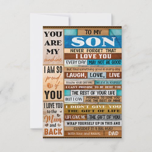 Never Forget I Love U _ Dad To Son Thank You Card