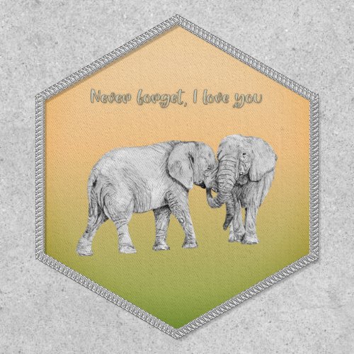 Never Forget I Love You Elephant Couple Patch