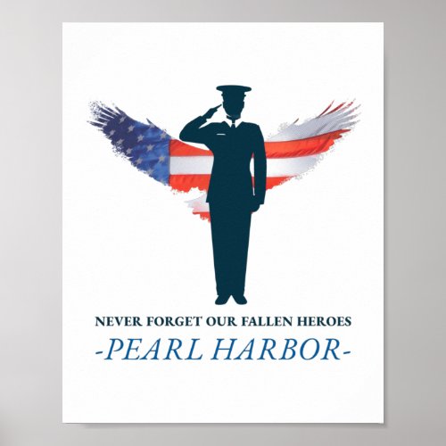 Never Forget Our Fallen Heroes Pearl Harbor Day Poster