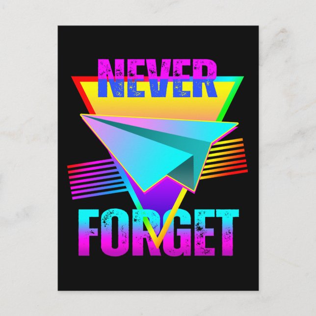 Never Forget Paper Airplane Postcard (Front)