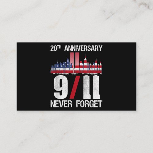 Never forget patriotic 911 american flag business card