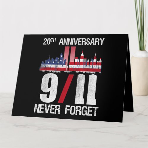 Never forget patriotic 911 american flag card