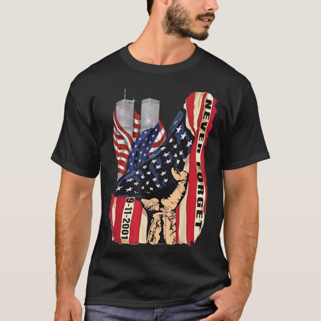 Never forget patriotic 911 American USA flag septe T-Shirt (Front)