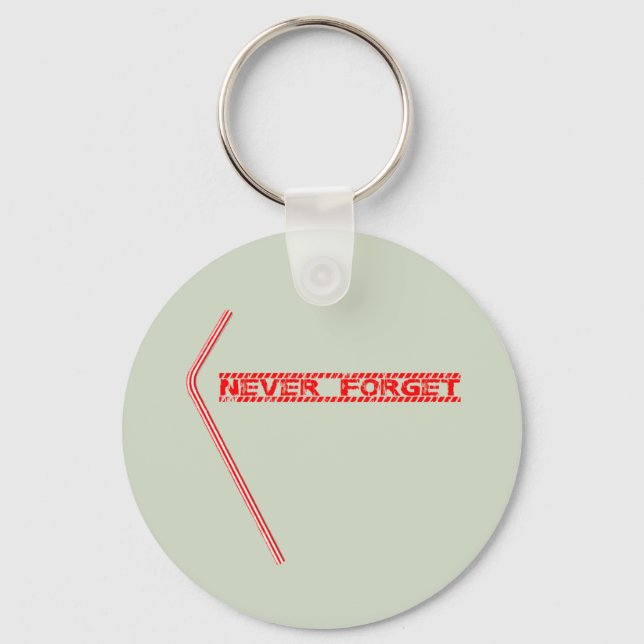 Never Forget Plastic Straws Keychain (Front)