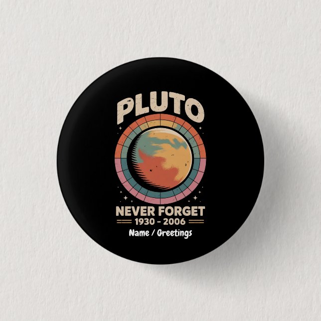 Never Forget Pluto 1930-2006 Funny Retro Space  Button (Front)