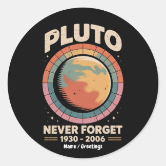 Never Forget Pluto 1930-2006 Funny Retro Space  Classic Round Sticker