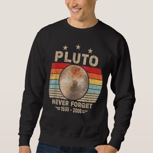 Never Forget Pluto Retro Nerdy Astronomy Space Sci Sweatshirt (Front)