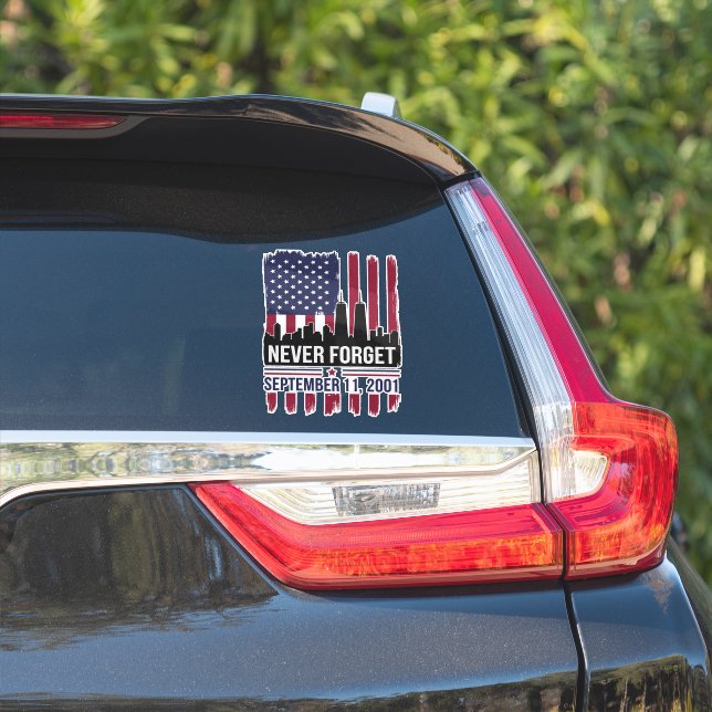 Never Forget September 11 2001 Memorial Day USA Sticker (Car Side)