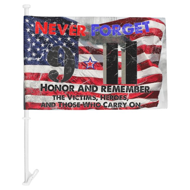 Never Forget September 11 Car Flag (Front)